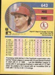 1991 Fleer #643 Mike Perez RC back image