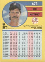 1991 Fleer #673 Don Mattingly back image