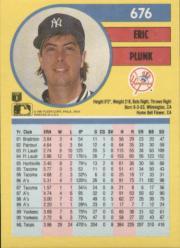 1991 Fleer #676 Eric Plunk back image