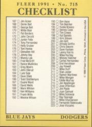 1991 Fleer Baseball "Main Set" Base Cards #481 to #720 - Bild 469 von 481