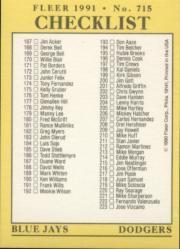 1991 Fleer Baseball "Main Set" Base Cards #481 to #720 - Bild 471 von 481