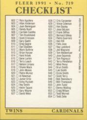1991 Fleer Baseball "Main Set" Base Cards #481 to #720 - Bild 479 von 481
