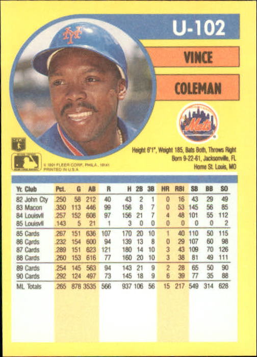 1985 Donruss Highlights #54 Vince Coleman - NM-MT