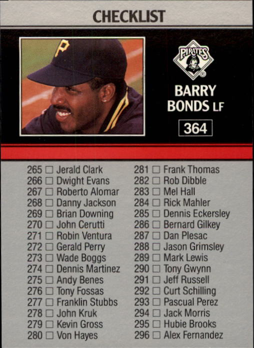 1991 Leaf #364 Barry Bonds CL back image