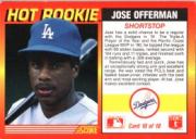 1991 Score Hot Rookies #10 Jose Offerman back image