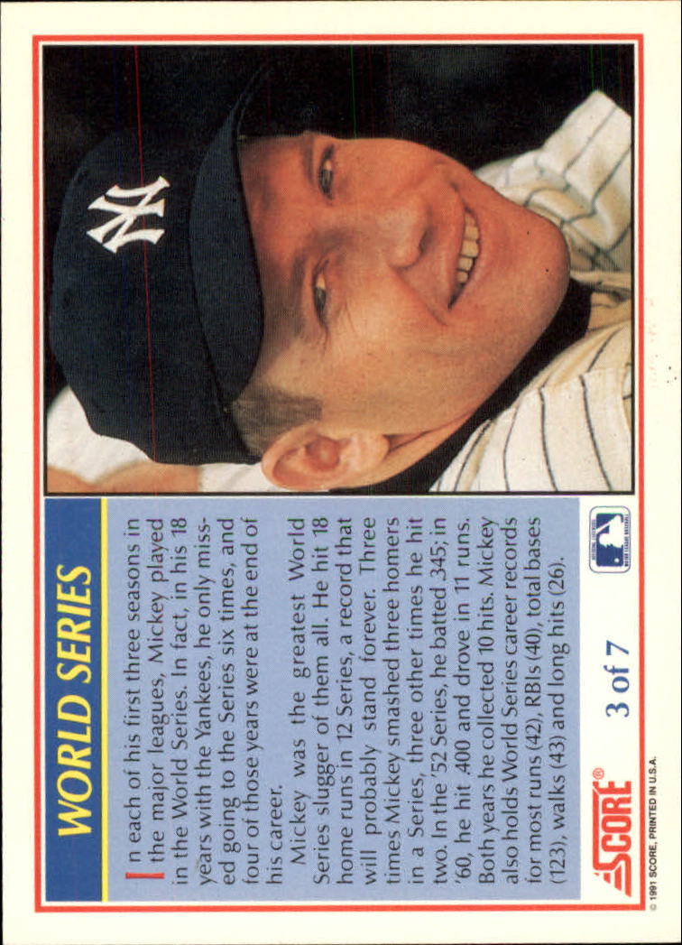 1991 Score Mantle #3 Mickey Mantle/World Series back image
