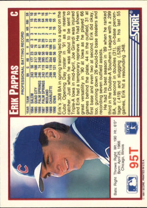 B5696- 1991 Score Rookie/Traded Baseball #s 1-110 -You Pick- 15+ FREE US SHIP - Picture 191 of 221