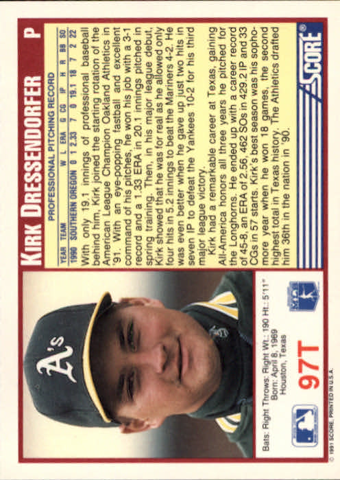 B5696- 1991 Score Rookie/Traded Baseball #s 1-110 -You Pick- 15+ FREE US SHIP - Picture 195 of 221