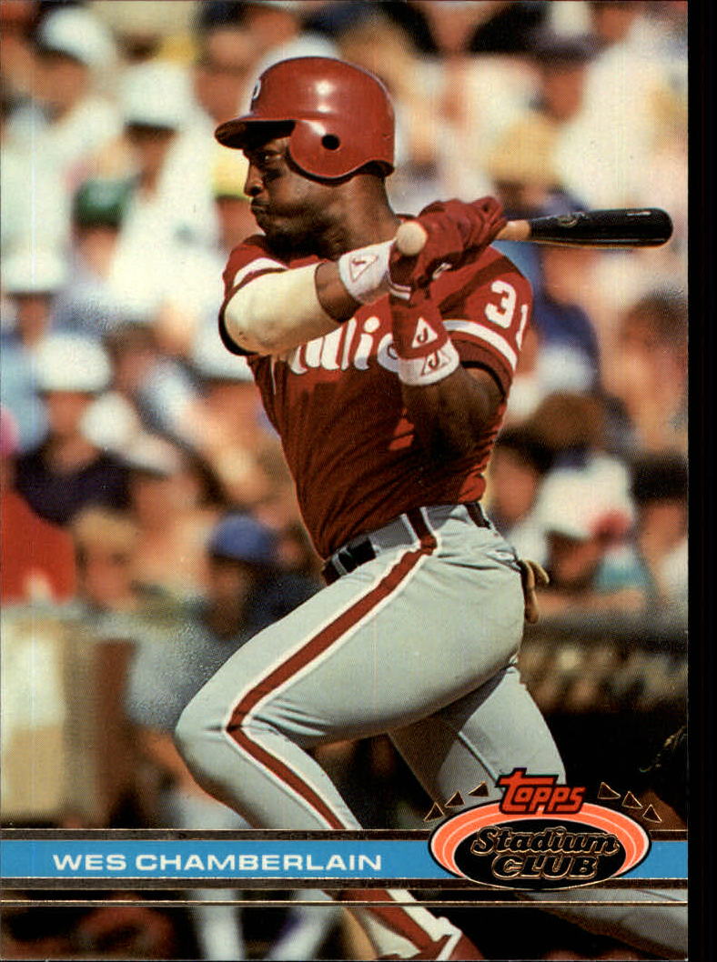 1991 Stadium Club #317 Wes Chamberlain RC UER/Card listed as 1989/Debut card, should be 1990