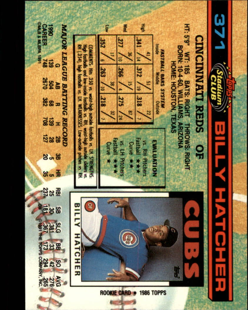 1991 Stadium Club #371 Billy Hatcher back image