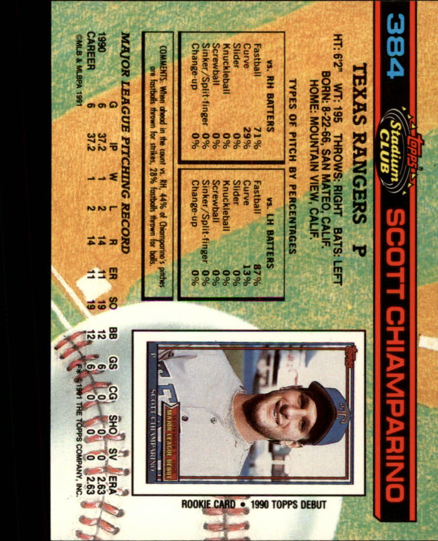1991 Stadium Club #384 Scott Chiamparino back image