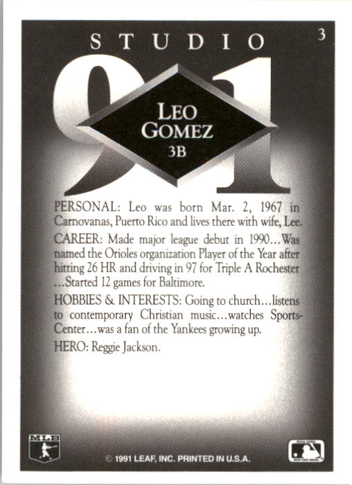 1991 Studio #3 Leo Gomez back image