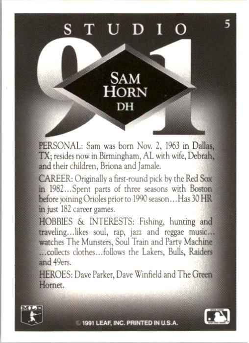 1991 Studio #5 Sam Horn back image