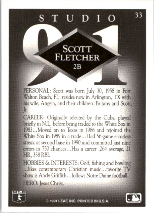1991 Studio #33 Scott Fletcher back image