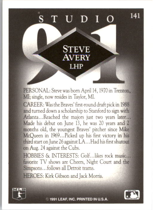 1991 Studio #141 Steve Avery back image