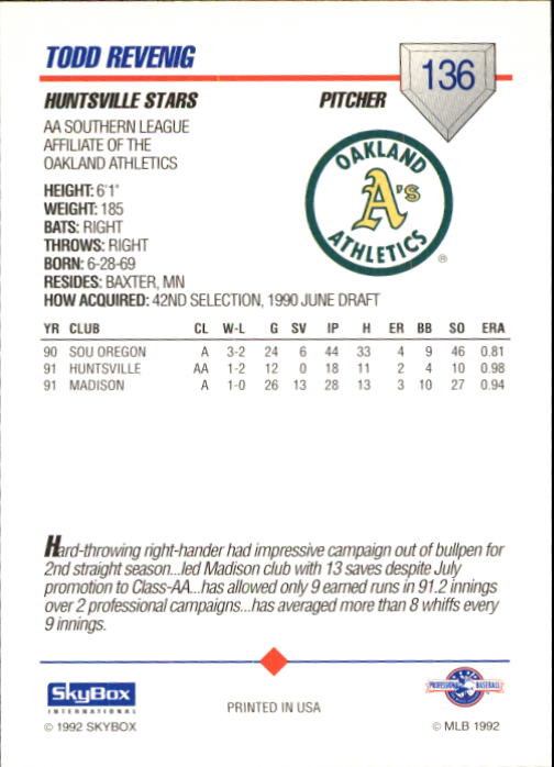 B1182- 1992 SkyBox AA Baseball Card #s 1-200 -You Pick- 15+ FREE US SHIP - Picture 239 of 345