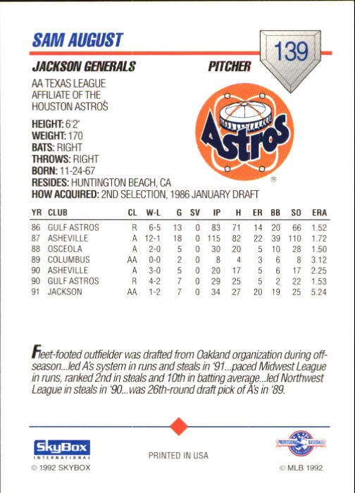 B1182- 1992 SkyBox AA Baseball Card #s 1-200 -You Pick- 15+ FREE US SHIP - Picture 245 of 345