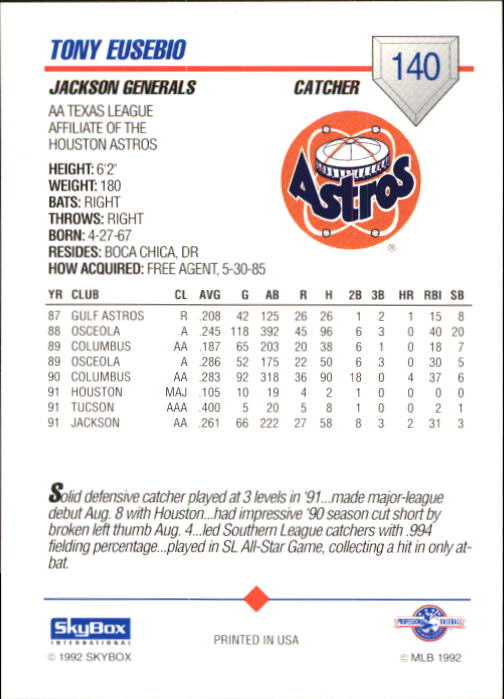 B1182- 1992 SkyBox AA Baseball Card #s 1-200 -You Pick- 15+ FREE US SHIP - Picture 247 of 345