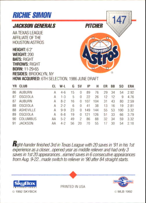 B1182- 1992 SkyBox AA Baseball Card #s 1-200 -You Pick- 15+ FREE US SHIP - Picture 259 of 345