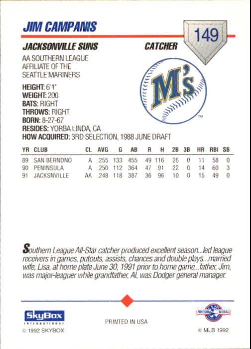 B1182- 1992 SkyBox AA Baseball Card #s 1-200 -You Pick- 15+ FREE US SHIP - Picture 261 of 345