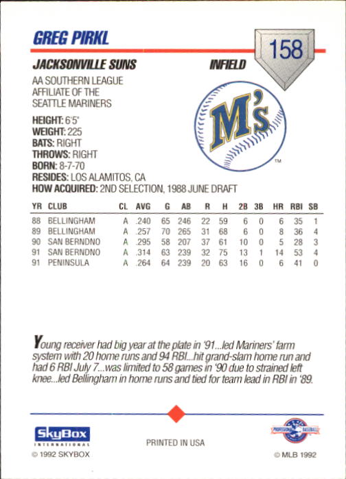 B1182- 1992 SkyBox AA Baseball Card #s 1-200 -You Pick- 15+ FREE US SHIP - Picture 279 of 345