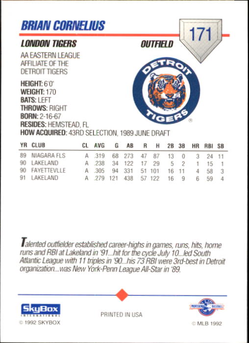 B1182- 1992 SkyBox AA Baseball Card #s 1-200 -You Pick- 15+ FREE US SHIP - Picture 299 of 345