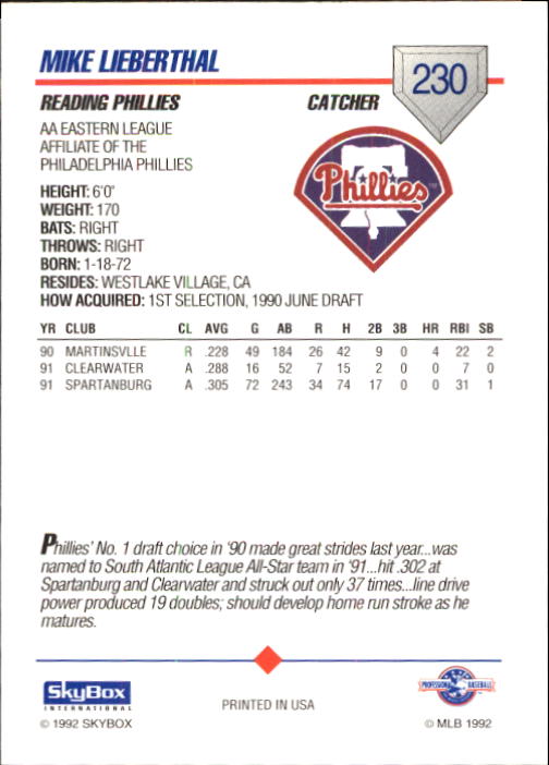 B1182- 1992 SkyBox AA Baseball Card #s 201-310 -You Pick- 15+ FREE US SHIP - Picture 51 of 189