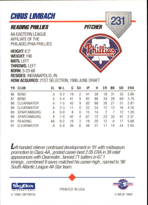 B1182- 1992 SkyBox AA Baseball Card #s 201-310 -You Pick- 15+ FREE US SHIP - Picture 53 of 189