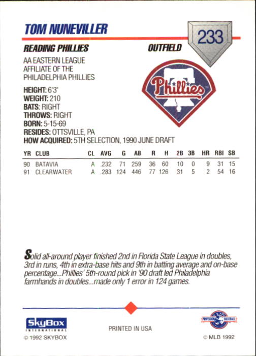 B1182- 1992 SkyBox AA Baseball Card #s 201-310 -You Pick- 15+ FREE US SHIP - Picture 57 of 189