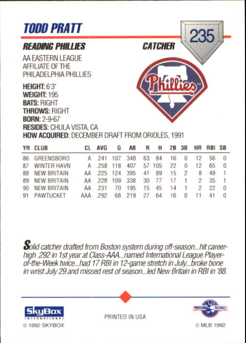 B1182- 1992 SkyBox AA Baseball Card #s 201-310 -You Pick- 15+ FREE US SHIP - Picture 61 of 189