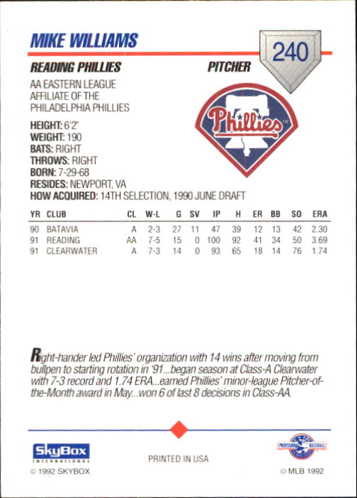 B1182- 1992 SkyBox AA Baseball Card #s 201-310 -You Pick- 15+ FREE US SHIP - Picture 69 of 189