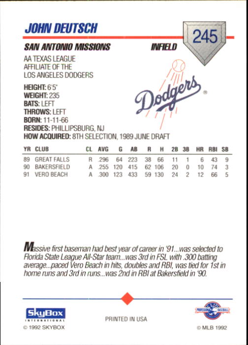 B1182- 1992 SkyBox AA Baseball Card #s 201-310 -You Pick- 15+ FREE US SHIP - Picture 77 of 189