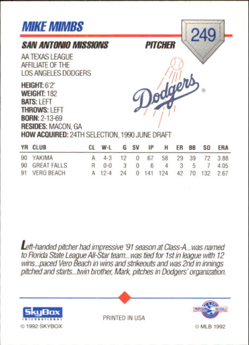 B1182- 1992 SkyBox AA Baseball Card #s 201-310 -You Pick- 15+ FREE US SHIP - Picture 83 of 189