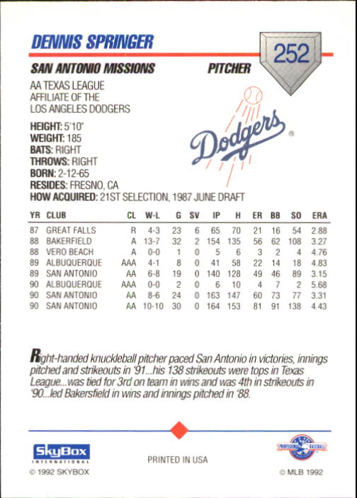 B1182- 1992 SkyBox AA Baseball Card #s 201-310 -You Pick- 15+ FREE US SHIP - Picture 87 of 189