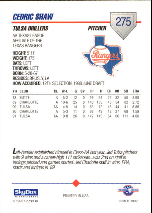 B1182- 1992 SkyBox AA Baseball Card #s 201-310 -You Pick- 15+ FREE US SHIP - Picture 129 of 189