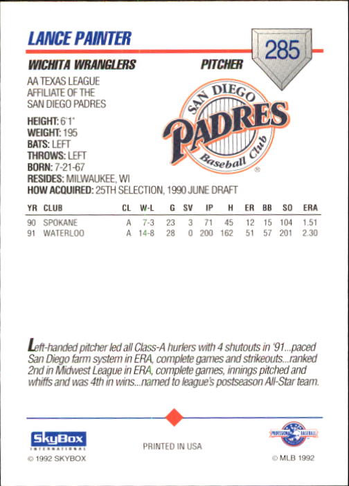 B1182- 1992 SkyBox AA Baseball Card #s 201-310 -You Pick- 15+ FREE US SHIP - Picture 145 of 189