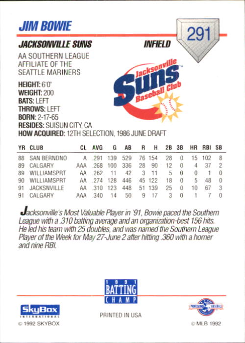 B1182- 1992 SkyBox AA Baseball Card #s 201-310 -You Pick- 15+ FREE US SHIP - Picture 155 of 189