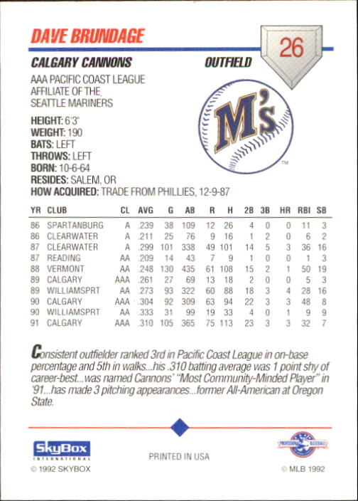 B0451- 1992 SkyBox AAA Baseball Card #'s 1-200 -You Pick- 15+ FREE US SHIP - Picture 51 of 389