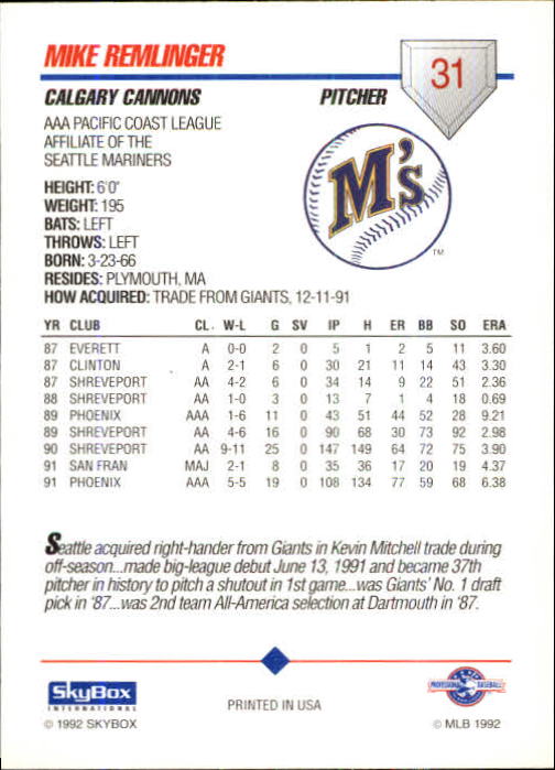 B0451- 1992 SkyBox AAA Baseball Card #'s 1-200 -You Pick- 15+ FREE US SHIP - Picture 61 of 389