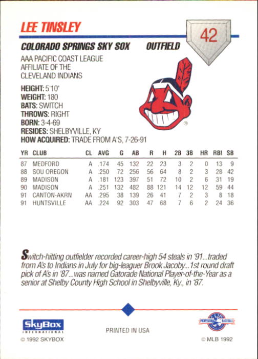 B0451- 1992 SkyBox AAA Baseball Card #'s 1-200 -You Pick- 15+ FREE US SHIP - Picture 83 of 389