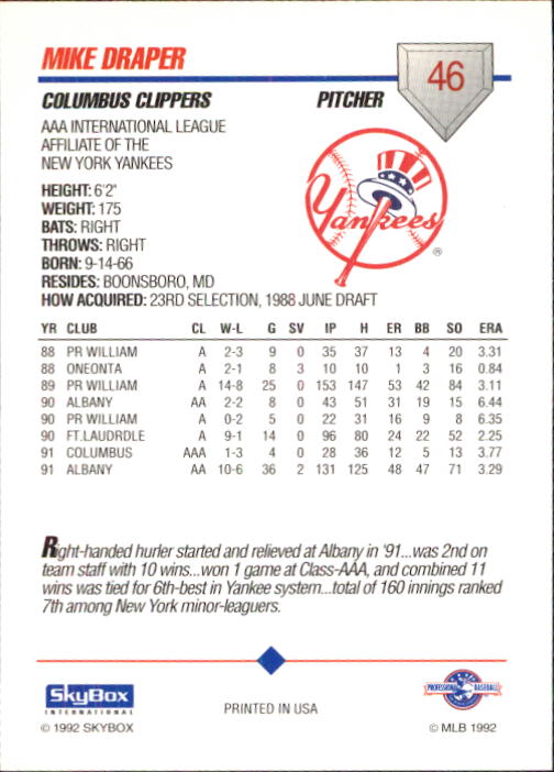 B0451- 1992 SkyBox AAA Baseball Card #'s 1-200 -You Pick- 15+ FREE US SHIP - Picture 91 of 389