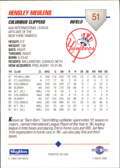 B0451- 1992 SkyBox AAA Baseball Card #'s 1-200 -You Pick- 15+ FREE US SHIP - Picture 101 of 389