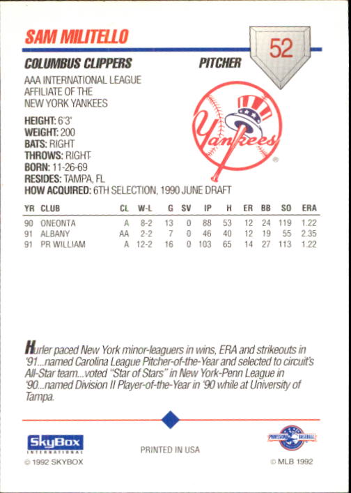 B0451- 1992 SkyBox AAA Baseball Card #'s 1-200 -You Pick- 15+ FREE US SHIP - Picture 103 of 389