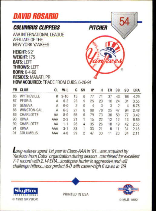 B0451- 1992 SkyBox AAA Baseball Card #'s 1-200 -You Pick- 15+ FREE US SHIP - Picture 107 of 389