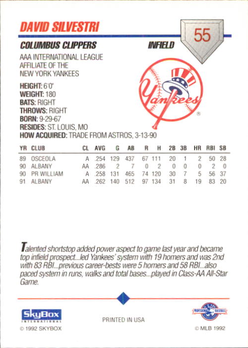 B0451- 1992 SkyBox AAA Baseball Card #'s 1-200 -You Pick- 15+ FREE US SHIP - Picture 109 of 389