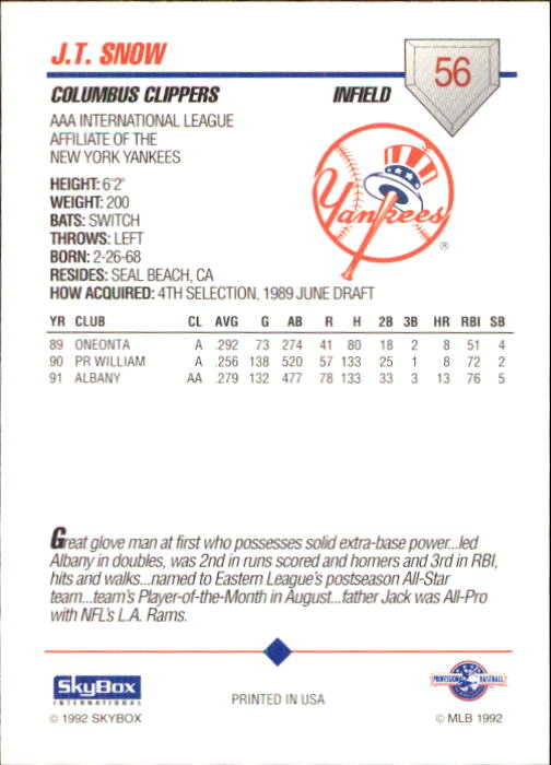 B0451- 1992 SkyBox AAA Baseball Card #'s 1-200 -You Pick- 15+ FREE US SHIP - Picture 111 of 389