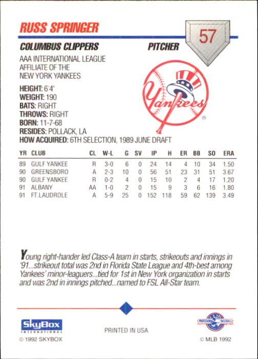 B0451- 1992 SkyBox AAA Baseball Card #'s 1-200 -You Pick- 15+ FREE US SHIP - Picture 113 of 389