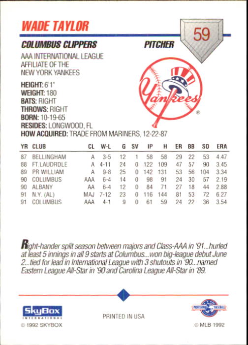 B0451- 1992 SkyBox AAA Baseball Card #'s 1-200 -You Pick- 15+ FREE US SHIP - Picture 117 of 389