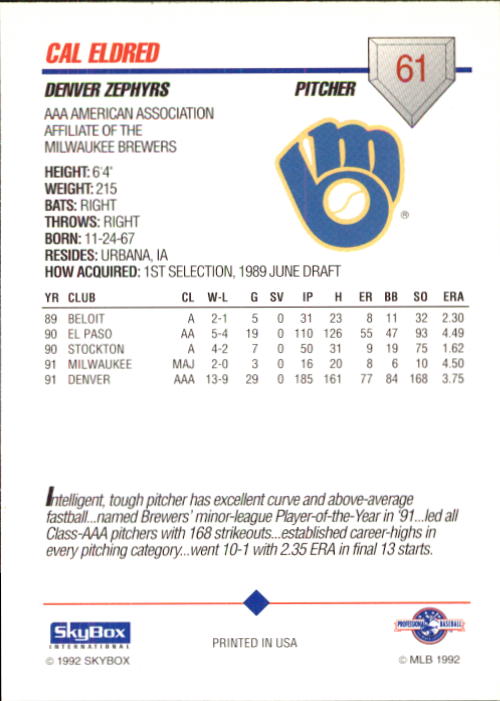 B0451- 1992 SkyBox AAA Baseball Card #'s 1-200 -You Pick- 15+ FREE US SHIP - Picture 121 of 389