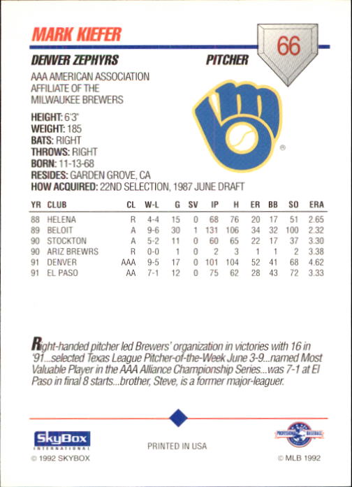 B0451- 1992 SkyBox AAA Baseball Card #'s 1-200 -You Pick- 15+ FREE US SHIP - Picture 129 of 389